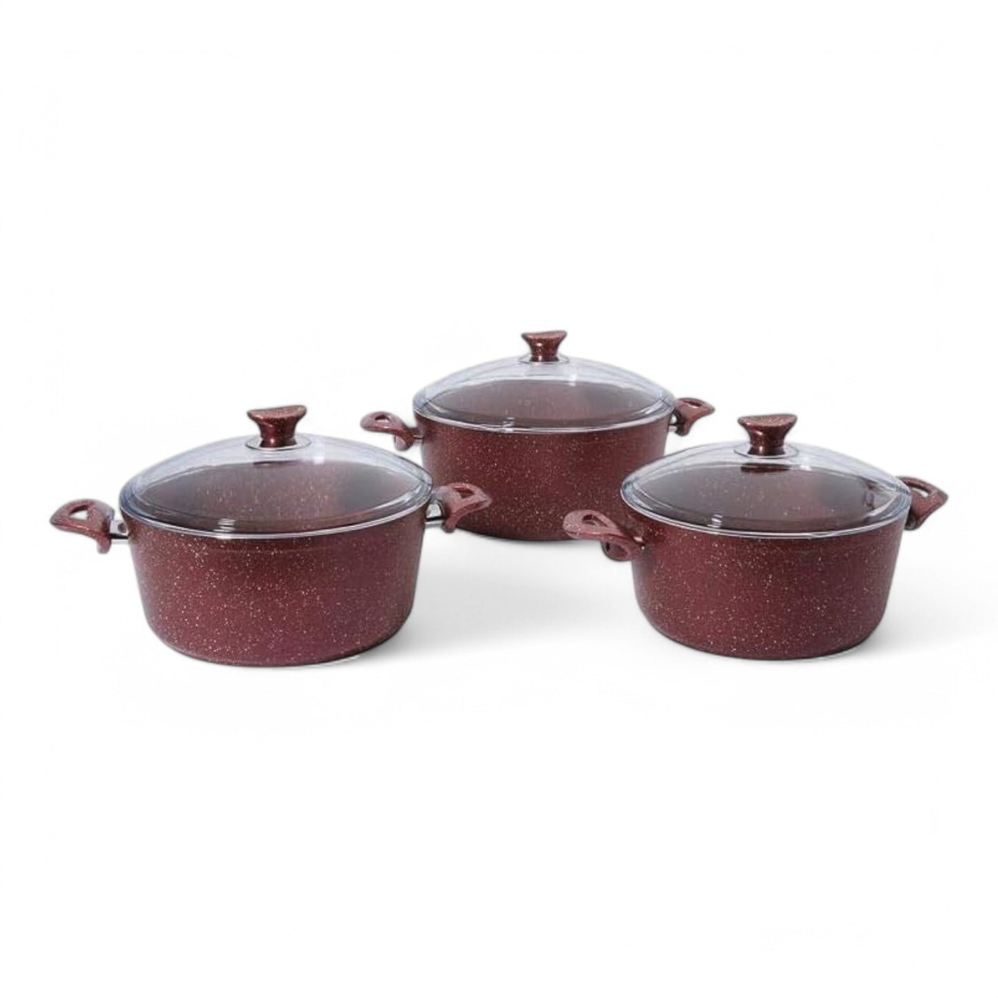 طقم أواني طهي أوبالينا المطلي بالجرانيت، 3 أواني مع أغطيتها المناسبة - 6 قطع