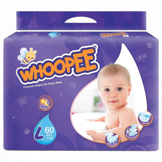 Whoopee Premium Diaper Size L (8-13kg) 60 Diapers