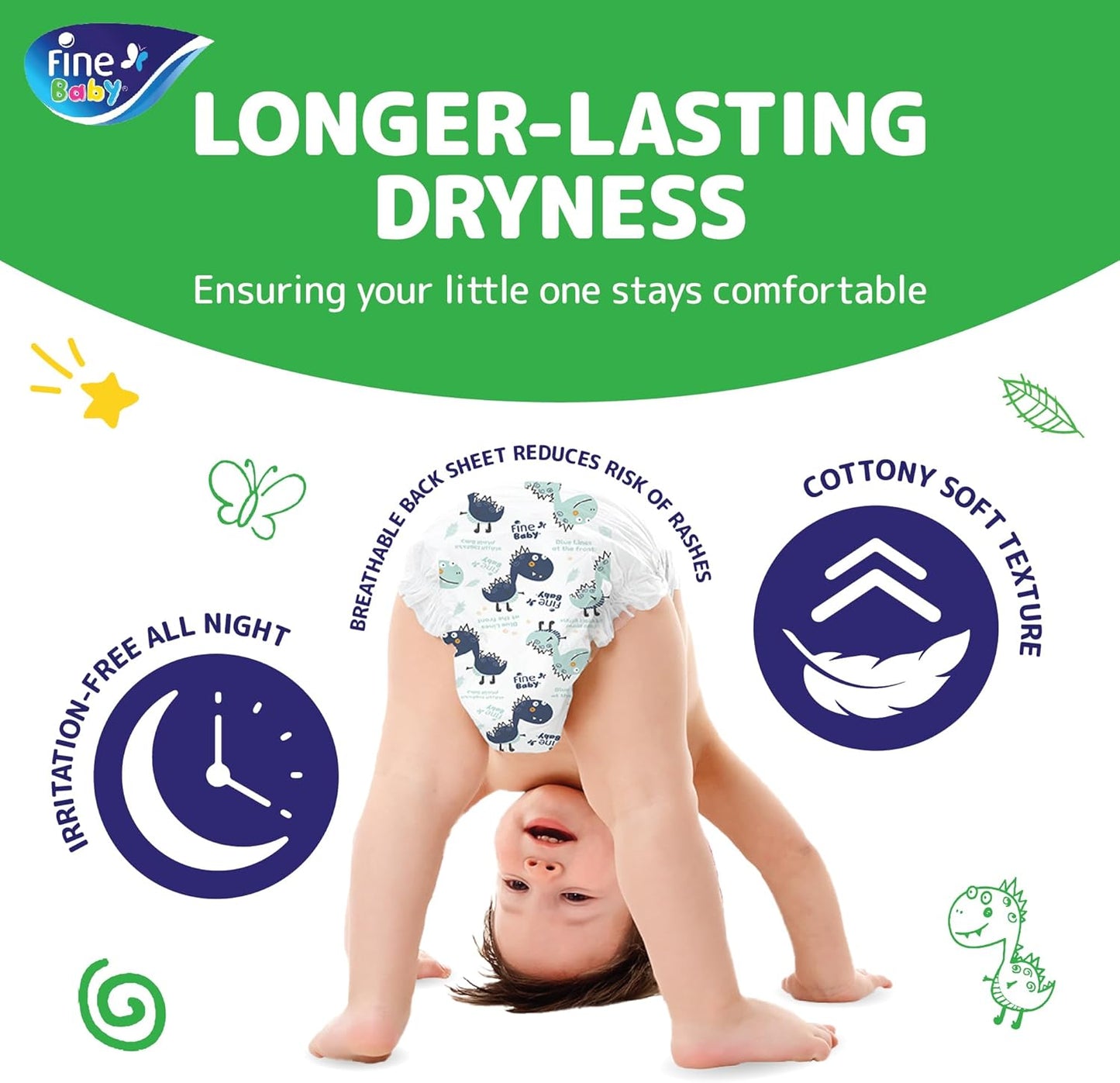 Fine Baby Diapers, Size 3, Medium, 4-9 kg