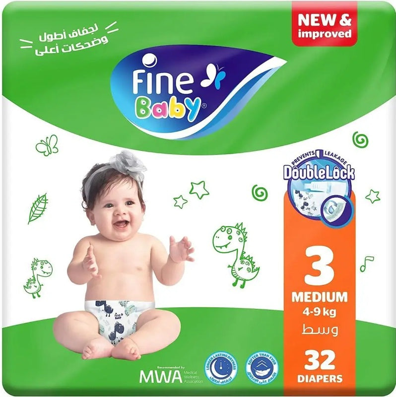Fine Baby Diapers, Size 3, Medium, 4-9 kg