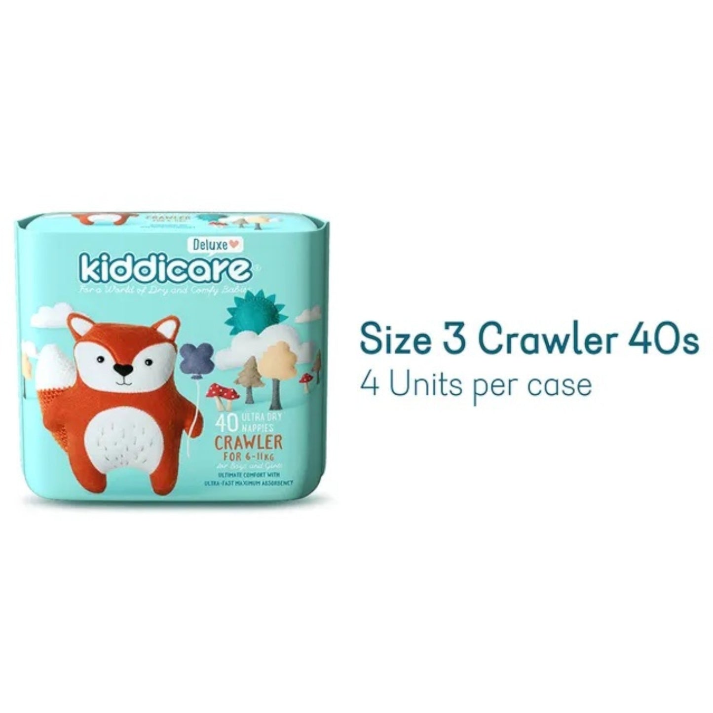 Kiddicare Diapers - Crawler Nappies - Size 3 - 6-11kg - Pack of 40