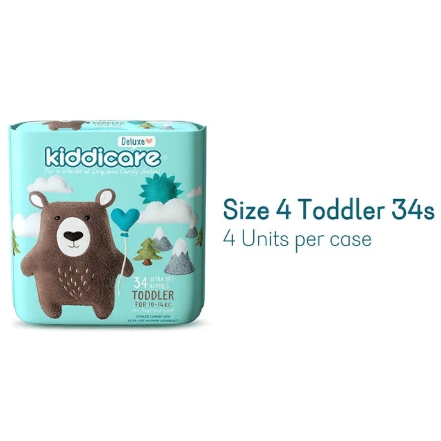 Kiddicare Diapers - Toddler Nappies - Size 4 - 10-14kg - Pack of 34