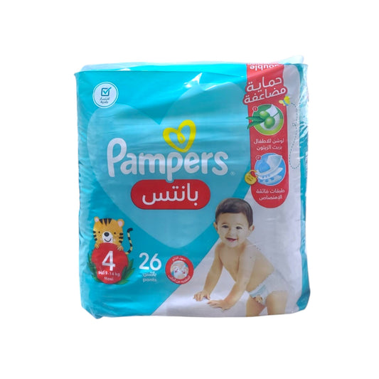 Pampers Baby-Dry Pants Diapers with Aloe Vera Lotion, up to 100% Leakage Protection, Size 4 (9-14kg) 26pcs