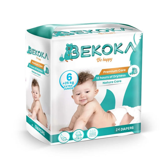 Bekoka The Best Sleepy Natural Diaper, Size 6 (+25kg) Extra Junior - Pack of 24 Pcs