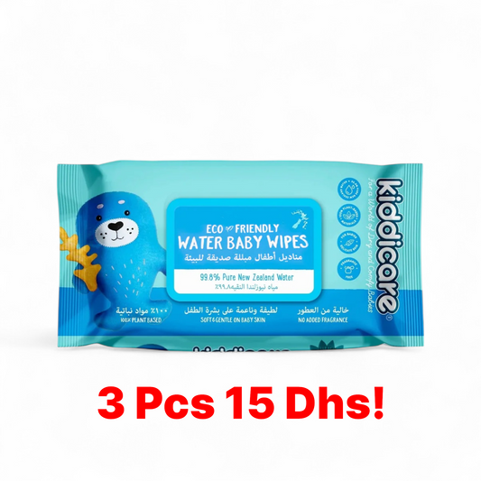 Kiddicare Water Baby Wipes (99.8% Pure New Zealand Water) - 70 Wipes (Pack of 1)