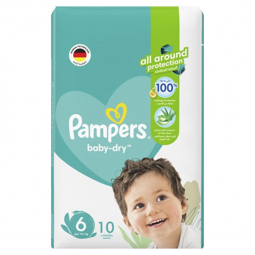Pampers Baby-Dry Taped Diapers, up to 100% Leakage Protection, Size 6 (13+ kg) 10pcs