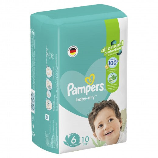 Pampers Baby-Dry Taped Diapers, up to 100% Leakage Protection, Size 6 (13+ kg) 10pcs