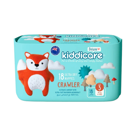 Kiddicare Diapers - Crawler Nappies - Size 3 - 6-11kg - Pack of 18