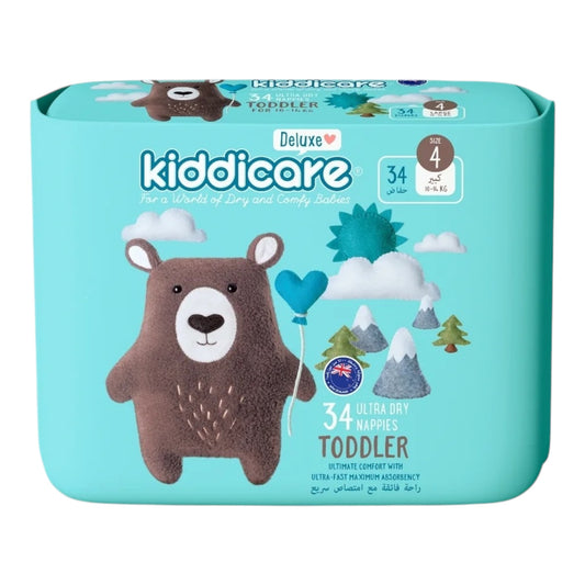 Kiddicare Diapers - Toddler Nappies - Size 4 - 10-14kg - Pack of 34