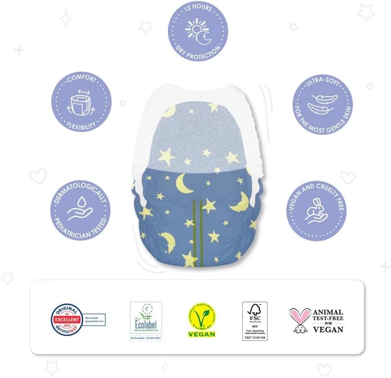 Pure Born Size 4 Natural bio-based baby Night training pyjama Pants (9 to 15 kg) 22 pcs