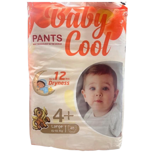 Baby Cool Ultimate Comfort Pants Diapers, Size 4+ (10–15 kg), Soft & Breathable Fit, Up to 12-Hour Dryness, Easy Pull-Up Design, Value Pack, 40 Count