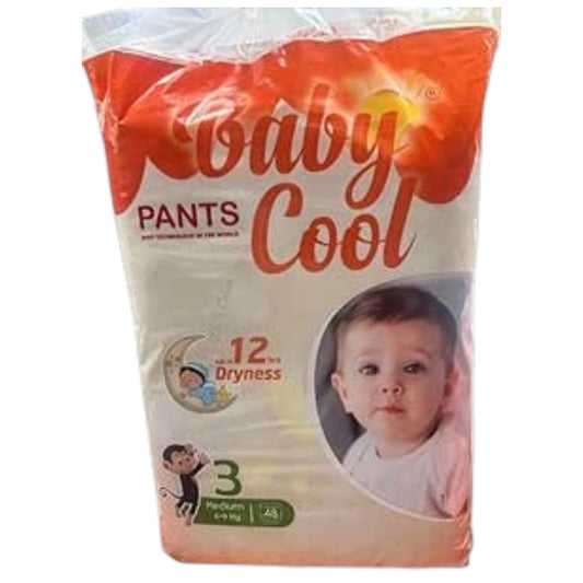 Baby Cool Ultimate Comfort Diaper Pants, Size 3 (4–9 kg), Soft & Breathable Fit, Up to 12-Hour Dryness, Easy Pull-Up Design, 48 Count