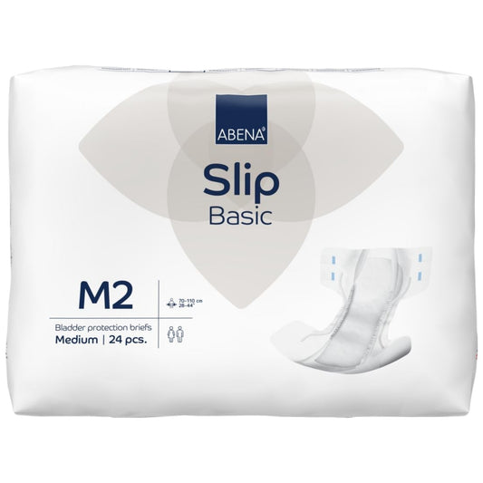 ABENA Slip Basic M2 Pack of 24 Incontinence Pads Women Men with an Absorbency of 2300ML Fast Absorbing Adult Nappies with a Odour Control System. ABENA Incontinence Pads Hip Size 70 110cm.