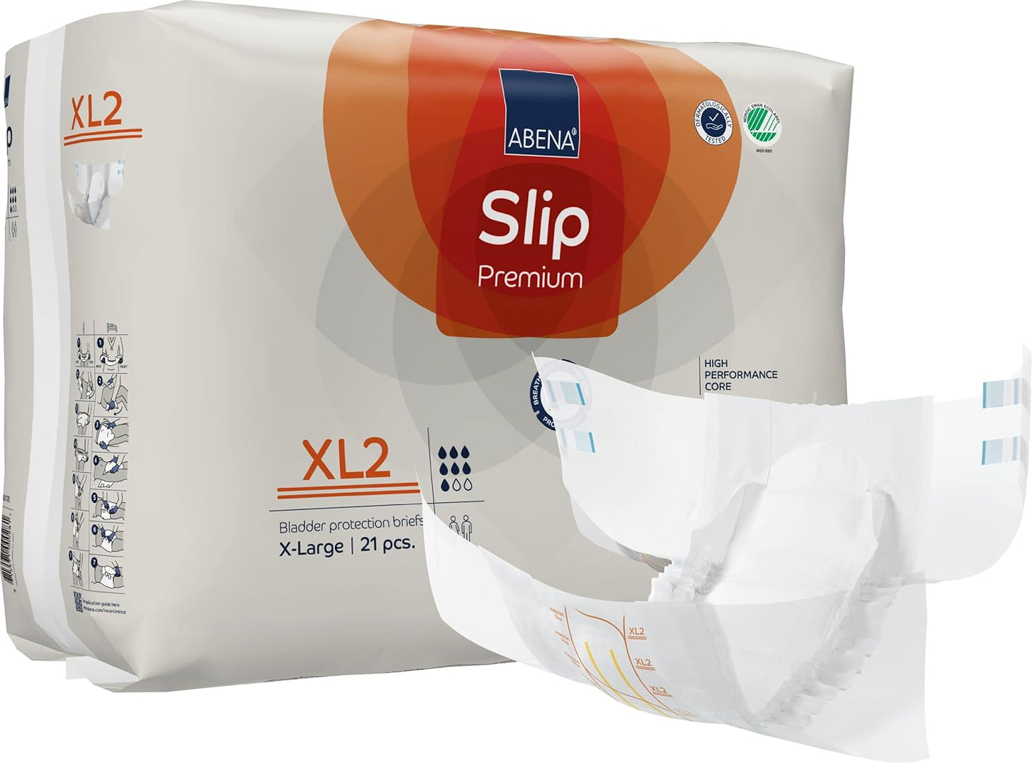 ABENA Slip Premium All-In-One Incontinence Pads for Men & Women, Eco-Friendly, XL 2, 110-170cm Waist, 3400ml Absorbency, 21PK