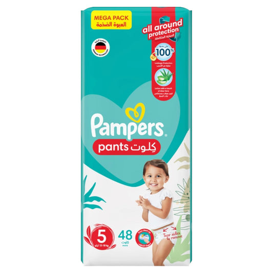 Pampers Baby Dry Pants Diapers with Aloe Vera Lotion, 360 Fit & up to 100% Leakproof, Size 5 (12-18 kg) 48pcs