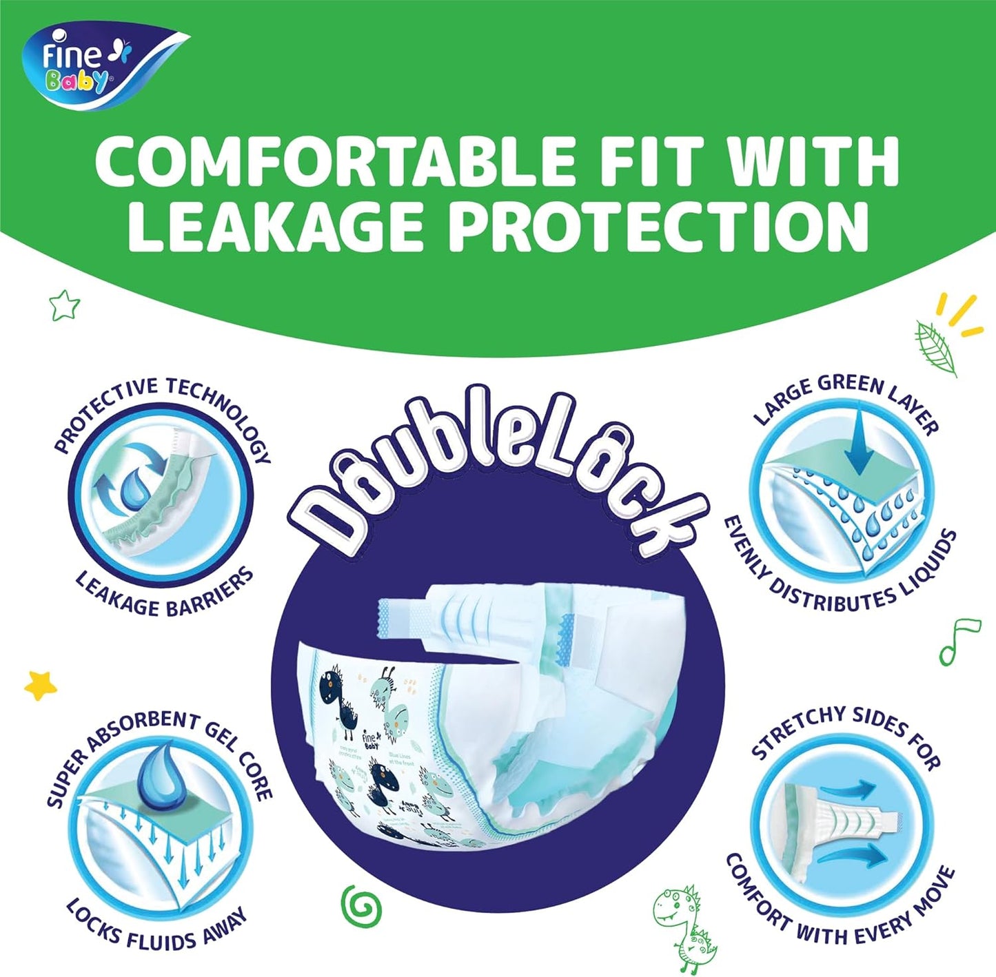 Fine Baby Diapers, Size 1, Newborn, 2-3 kg, 60 Diaper