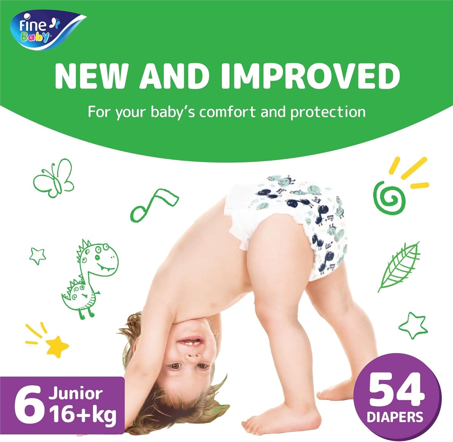 Fine Baby Diapers - Size 6 | Junior | 16+kg | 54pcs