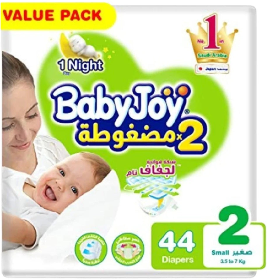 BabyJoy Diaper, Value Pack Size 2, Medium 3.5 to 7kg, 44 Pieces