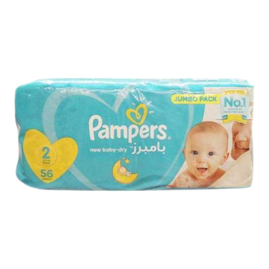 Pampers Baby-Dry Taped Diapers, up to 100% Leakage Protection, Size 2, 3-8kg, 56 Count