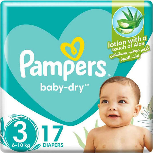 Pampers Baby-Dry Taped Diapers, up to 100% Leakage Protection, Size 3 (6-10 kg) 17pcs