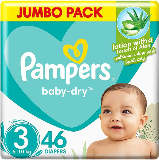 Pampers Baby-Dry Taped Diapers, up to 100% Leakage Protection, Size 3 (6-10 kg) 46pcs