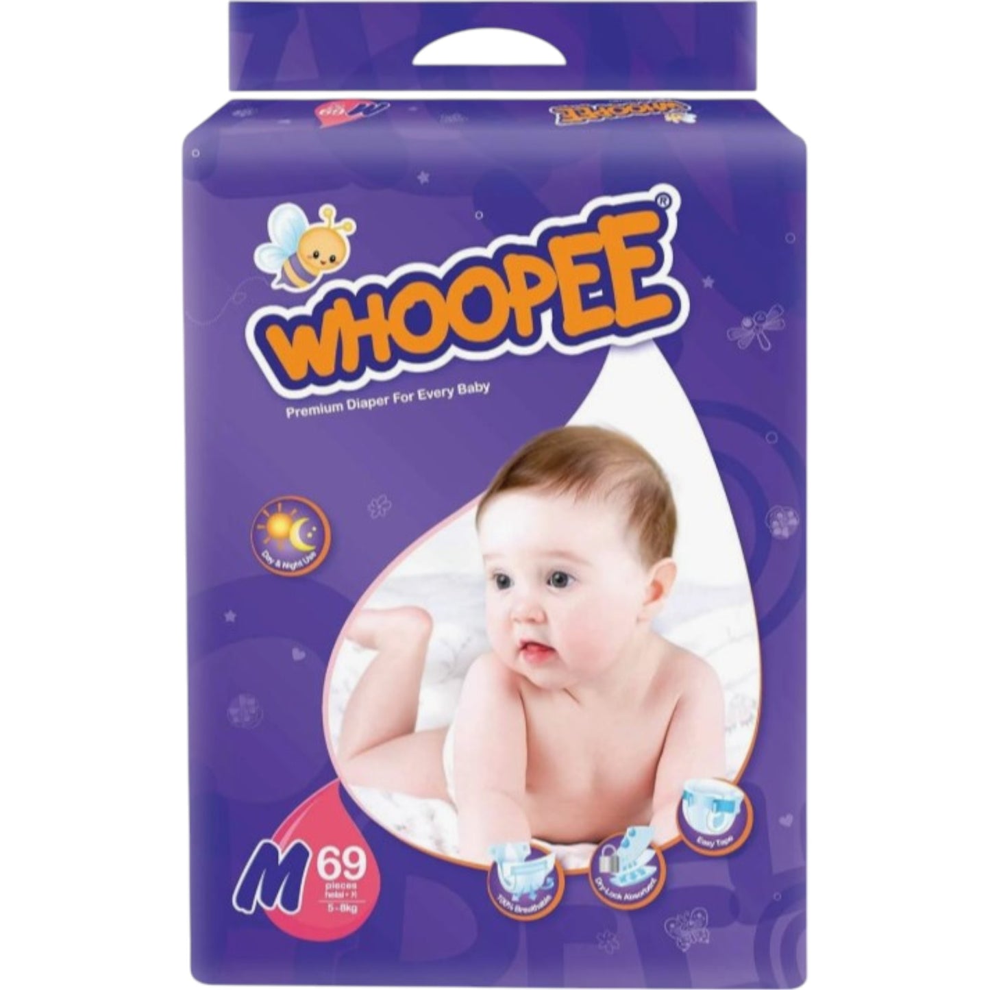 Whoopee Premium Diaper Size M (5-8kg) 69 Diapers